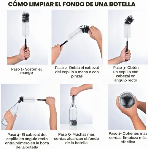 Vista 4 de ALINK Cepillo de limpieza de botellas negro extra largo de 16 pulgadas para lavar botellas de cuello estrecho de cerveza/vino/termo, botellas