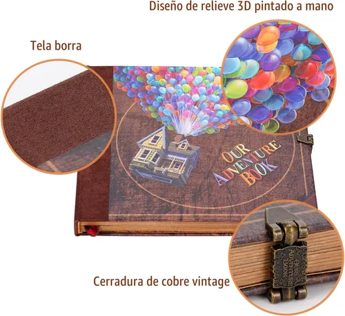 Vista 4 de JIMBON Nuestro álbum de fotos de libro de aventuras, estilo retro, tapa de letras en relieve, diario de viaje, kit de libro de recortes