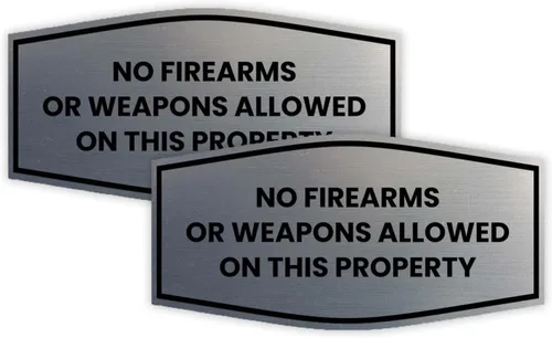 Vista 26 de Fancy No Firearms or Weapons On This Property Sign (Negro/Plata) - Mediano