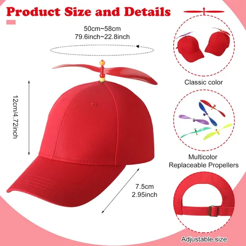 Vista 2 de Paquete de 2 gorras de béisbol para adultos, color arcoíris brillante, con 4 libélulas de bambú reemplazables
