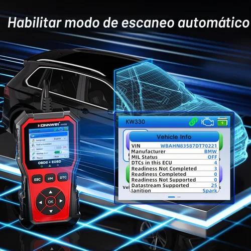 Vista 7 de Herramienta de diagnóstico del escáner KONNWEI KW330 OBD2 w/prueba de voltaje de batería Car Scanner Check Engine Code Reader with Live Data