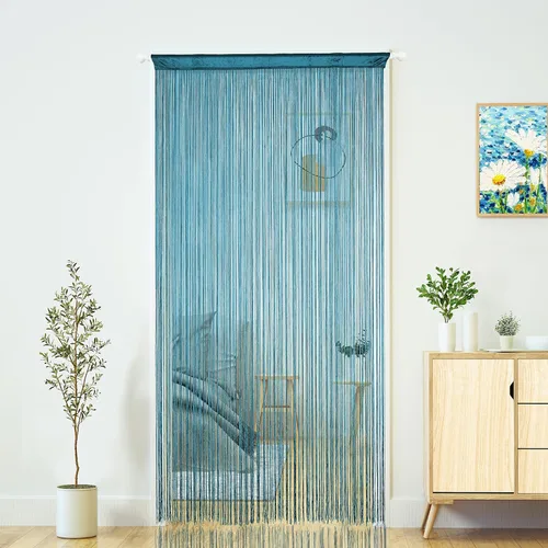 Vista 9 de YaoYue Cortina de hilos para umbral, cortinas de puerta, divisor de ambientes con flecos estilo boho hippie para colgar en patio, dormitorio