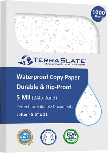 Vista 14 de TerraSlate - Papel impermeable de alta calidad, 5 mil, 8.5 x 11 pulgadas, compatible con impresora láser y copiadora, duradero y resistente a