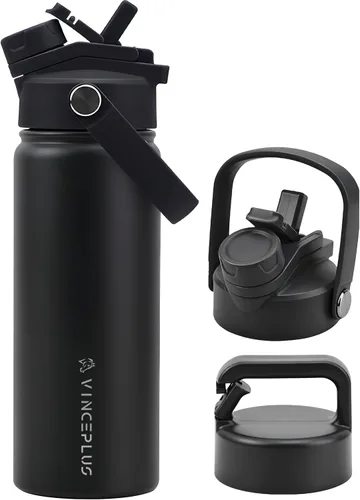 Vista 23 de Botella de agua de acero inoxidable de 32 onzas con tapa 2 en 1, botella de agua aislada al vacío de triple pared, a prueba de fugas, asa