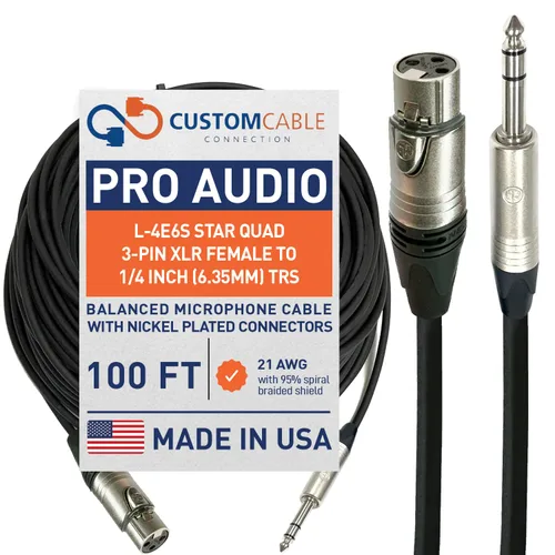 Vista 48 de Custom Cable Connection Canare L-4E6S Star Quad XLR macho de 3 pines XLR macho a 1/4" (6.35mm) TRS cable de micrófono/audio equilibrado