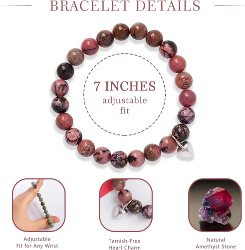 Vista 3 de Regalos para mujeres, pulsera curativa de piedra natural, regalos inspiradores para mujeres, adolescentes y niñas
