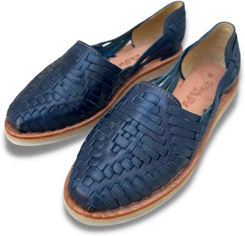 Vista 9 de Mexico en la Piel Sandalias Huarache de cuero. Zapatos planos cómodos para mujer.