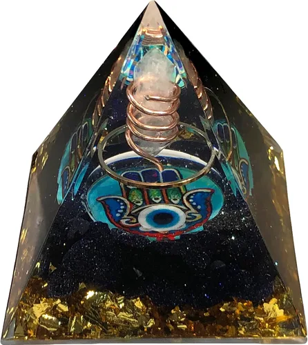 Vista 7 de DRTMLY Pirámide de cristal de orgonita, generador de energía curativa, alivio del estrés, buena suerte y riqueza (amatista)