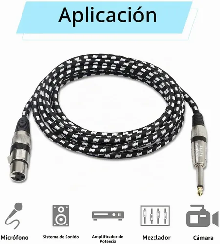 Vista 6 de Cable de micrófono XLR hembra a cables TS de 1/4 de pulgada, cable TS a XLR XLR hembra a TS macho desequilibrado, conectores chapados en oro - 6