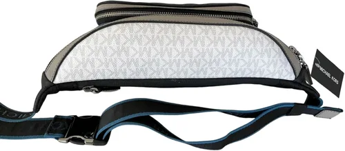 Vista 4 de Cooper - Bolsa bordada con logotipo de dos tonos y cinturón de cuero, Azul