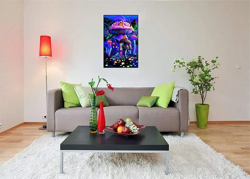 Vista 3 de Studio B Mushroom House - Póster no flocado con luz negra, 24 x 36 pulgadas
