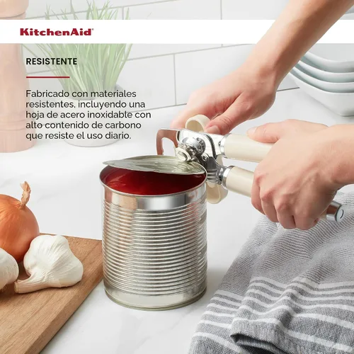 Vista 4 de KitchenAid Classic - Abrelatas y sacacorchos multifunción de fácil uso, rueda de corte de acero inoxidable ultra afilada, mangos ergonómicos suaves