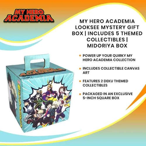Vista 6 de Toynk My Hero Academia LookSee - Caja de regalo misteriosa 5 coleccionables oficiales de Boku No Hero Incluye arte de pared, pin esmaltado y más