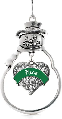 Vista 132 de Inspired Silver - Big Sis - Adorno de Navidad plateado - Adorno de árbol de Navidad con dije de corazón con circonita cúbica - Decoración colgante