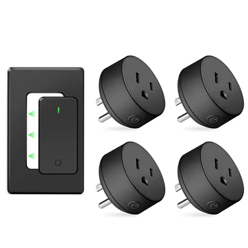 Vista 125 de Remote Switch Outlet,NineLeaf Remote Control Outlet Plug with Switch Wireless On/Off Light Switches Wall Mounted,15A/1500W LED,TUV List,No Wiring