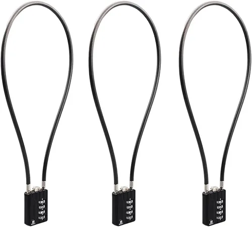 Vista 10 de RESET-201 (1 Pack) Candado de combinación de 4 dígitos con cable flexible de 7.1 pulgadas (18 cm), cerradura larga, cerradura de cable para viajes