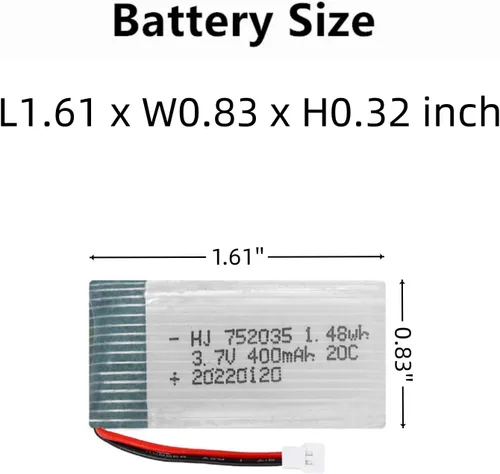 Vista 2 de 3.7V 400mAh RC Drone Baterías para SYMA Q11 H99W H31 H6C H98 TR-C385 TR-P51 TR-F22 Modelo de avión AT-96 Holystone Quadcopters con cable de cargador