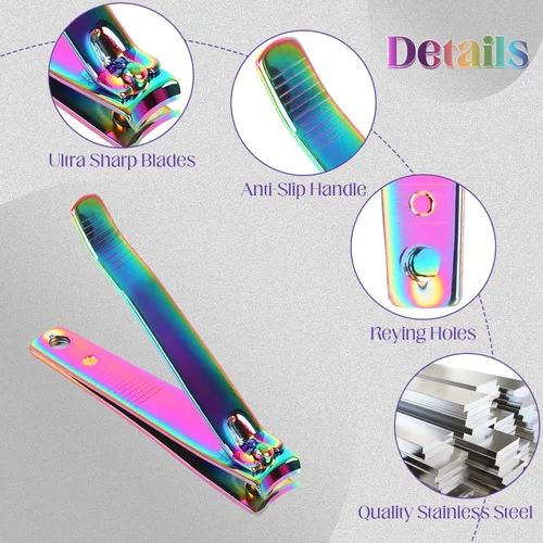 Vista 3 de Rocutus Tijeras de uñas portátiles para adultos, pedicura, cortaúñas para el hogar, tijeras pequeñas para manicura de pies, herramientas de manicura