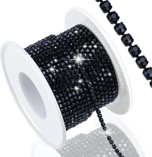Vista 8 de Dowarm Cadena de cierre de diamantes de imitación de cristal de 10 yardas de 0.079 pulgadas para coser Crocs zapatos, ropa, vasos, cadena de Azul