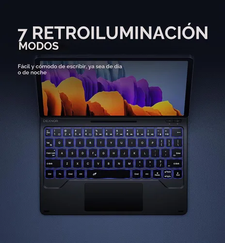 Vista 4 de Dexnor Para Samsung Galaxy Tab S8/S7 Funda Con Teclado Soporte Magnético Flotante Cantilever Con Trackpad Multi-Touch S Pen Holder Funda De Teclado
