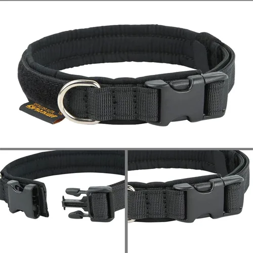 Vista 4 de EXCELLENT ELITE SPANKER Collar de nailon para cachorro, ajustable, suave, acolchado, resistente, hebilla de liberación rápida, ligero, sin Negro