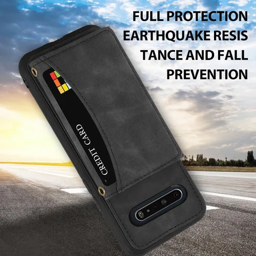 Vista 6 de Asuwish Funda de teléfono para LG V60 ThinQ V60ThinQ 5G G9 Thin Q Wallet Cover con protector de pantalla de vidrio templado y soporte de tarjeta
