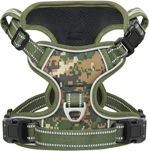 Vista 17 de Timos Arnés para perro de tamaño pequeño, arnés sin tirones para mascotas con cuello a presión bloqueable, chaleco reflectante para perro, sin