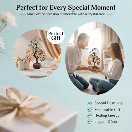 Vista 7 de FASHIONZAADI Árbol de la vida de 7 chakras, cristales y piedras curativas, regalos de cumpleaños para mujeres, árbol de cristal para energía