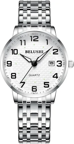 Vista 16 de Gosasa Reloj de cuarzo fácil de leer para personas mayores, números grandes, calendario, resistencia al agua de 98.4 ft, luminoso, reloj de pulsera