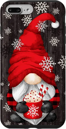 Vista 12 de iPhone 14 Pro Gnomo de Navidad rojo para mujeres con taza de cacao caliente lindo estuche de Navidad