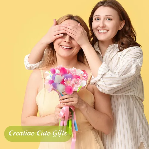 Vista 5 de Yexiya 60 bolígrafos con diseño de flores que cambian de color, regalos para madres y profesores, bolígrafos a granel de 0.020 in, tulipán, rosa