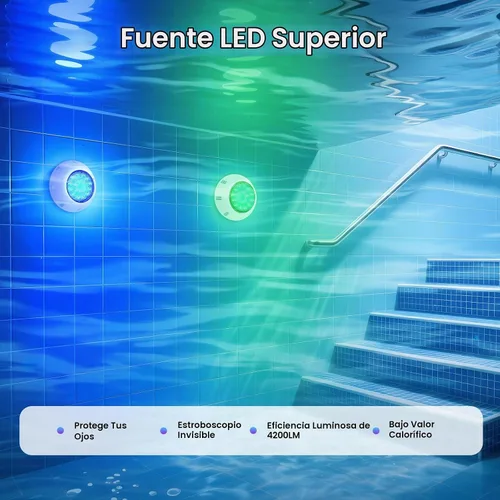 Vista 6 de 12V 54W Luz de piscina subacuática con cambio de color LED RGB IP68 con control remoto (54W)