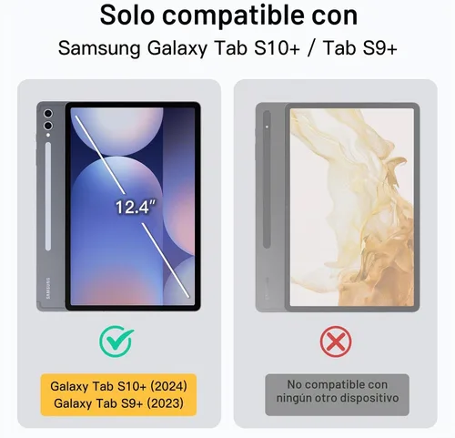 Vista 2 de JETech Funda tipo libro para Galaxy Tab S10 Plus/S9 Plus de 12.4", color negro Cubierta de soporte multiángulo, soporte para bolígrafo S, cubierta