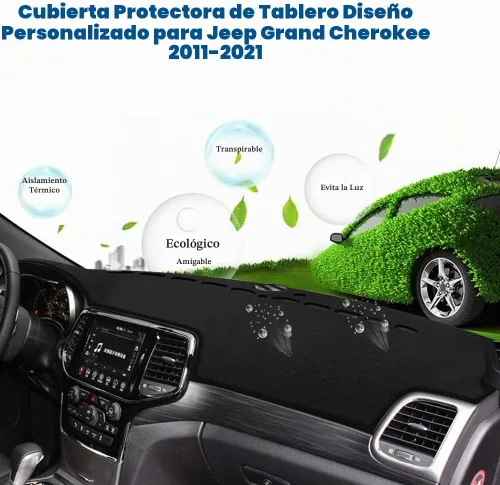 Vista 3 de Cubierta de salpicadero para salpicadero, tapete personalizado para Jeep Grand Cherokee 2011-2021 (no para Jeep Cherokee y Grand Cherokee L), Negro