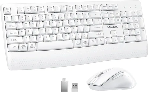 Vista 11 de MEETION Nuevo teclado y ratón inalámbrico, combo de teclado y ratón para computadora, ratón de 3 DPI ajustable, teclado inalámbrico de tamaño Negro