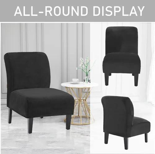 Vista 4 de UCCONO Fundas para sillas decorativas sin brazos, pantuflas de terciopelo grueso para sillas grandes de hotel, protector de muebles extraíble