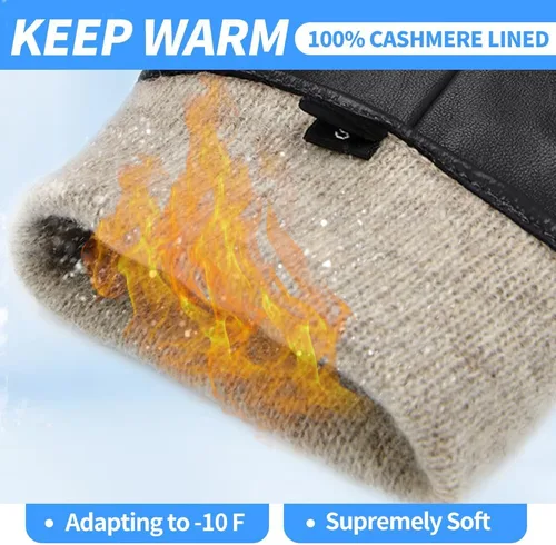 Vista 8 de MGGMOKAY Guantes de cuero para hombre, guantes de invierno de piel de oveja con forro