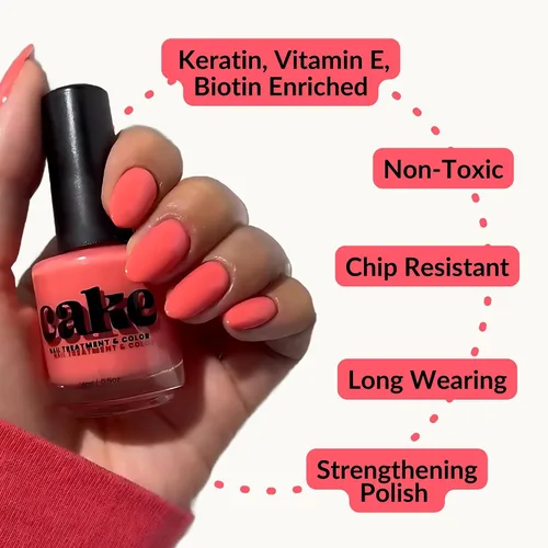 Vista 2 de Cake - Esmalte de uñas no tóxico, fortalecedor de uñas, fortalecedor y crecimiento de uñas, reparación de uñas para uñas dañadas, esmalte de uñas