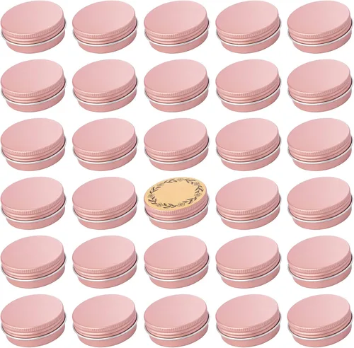 Vista 11 de Recipiente de aluminio de 1 oz / 30ml con tapa de rosca y etiquetas en blanco (Naranja - Paquete de 32) Secure Packaging, Tight Screw Lids