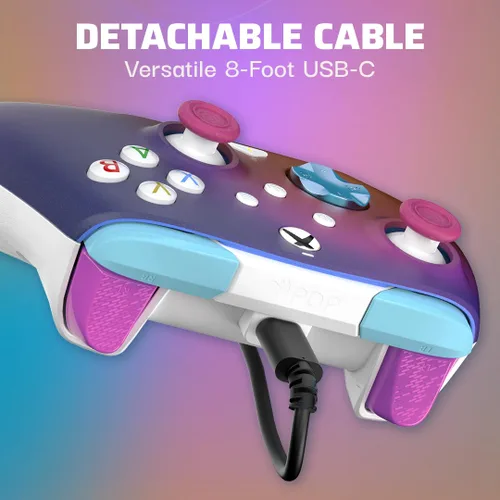 Vista 5 de PDP Gaming REMATCH Enhanced Wired Gaming Controller Licensed Xbox Series XS Gamepad, Xbox One, Windows PC, Mappable Back Buttons, Customizable