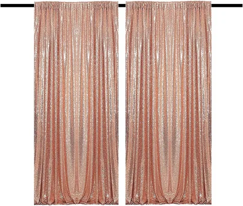 Vista 57 de Cortinas de Fondo de Lentejuelas Negras Cortinas Brillantes con Purpurina 2FTx8FT 2 Paneles para Decoraciones de Bodas Fiestas de Cumpleaños
