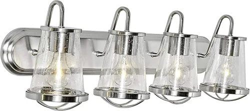 Vista 8 de DESIGNERS FOUNTAIN 87004-SP Darby - Lámpara de tocador de baño con 4 luces, 30 pulgadas, platino satinado