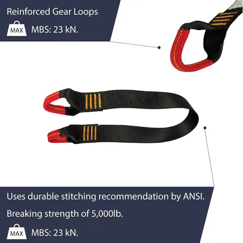 Vista 4 de ProGrip - Cordón de seguridad con cremallera y trabillas para engranajes, 2 pies, 23 kN, color negro