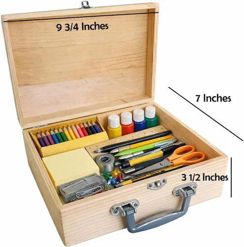 Vista 5 de Oojami Paquete de 2 cajas de almacenamiento de madera sin terminar con asa Ideal para almacenamiento Decora y personaliza