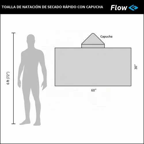 Vista 5 de Flow - Toalla de natación de secado rápido con capucha, toalla de microfibra con capucha para natación competitiva y otros deportes acuáticos (azul)