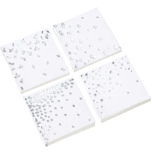 Vista 9 de 100 Servilletas Rosas - 4 Diseños Surtidos l Servilletas de Cóctel de 3 Capas Dobladas 5 x 5 Pulgadas l Servilletas de Bar Servilletas Desechables