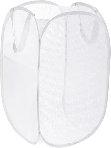 Vista 10 de PATIKIL Cesta de malla para lavandería, bolsa plegable con asas para lavandería, viajes, color negro