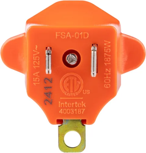 Vista 2 de GE - Adaptador enchufe polarizado Certificación de seguridad ETL, naranja, 14404