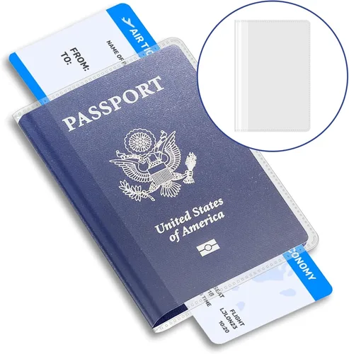 Vista 3 de Funda transparente para pasaporte, protector de pasaporte de plástico impermeable, funda de vinilo para pasaportes para viajes, transparente