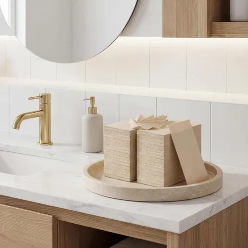 Vista 7 de WILLBOND 100 servilletas de papel desechables a granel, toallas de papel de bambú desechables para baño, servilletas ecológicas sin blanquear marrón